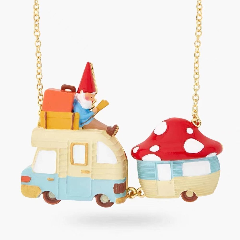LES NEREIDES gnome camping mushroom necklace
